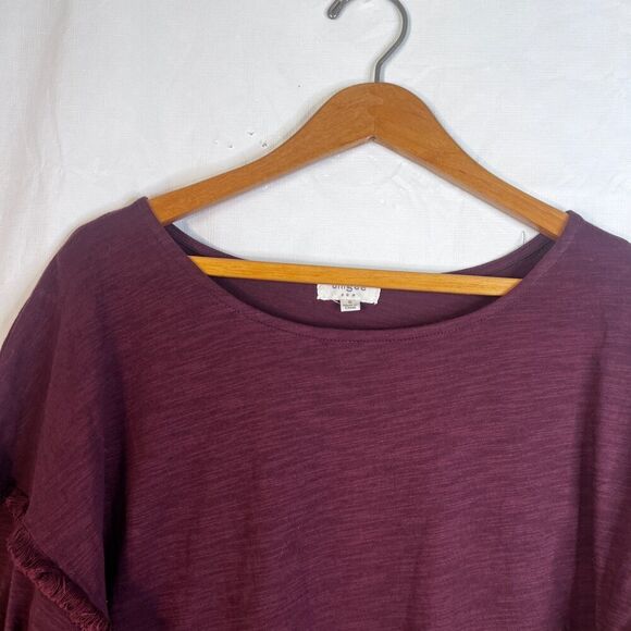 Umgee Fringe Oversized Tunic Boho Top Dark Purple Size Small Lagenlook Gypsy - Picture 6 of 11